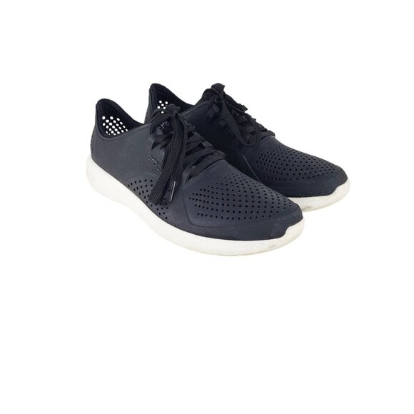 Crocs LiteRide Pacer Lace-Up Sneakers Black Perforated Mesh Womens Size 10 - Picture 1 of 11